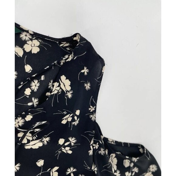 Lauren Ralph Lauren Chalsie Black Floral Print Blouse Cold Shoulder Top Size PL - Picture 12 of 14